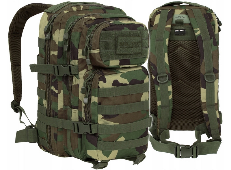 Mil-Tec Assault Pack Small 20 l - Multifunkčný taktický batoh, kamufláž Woodland